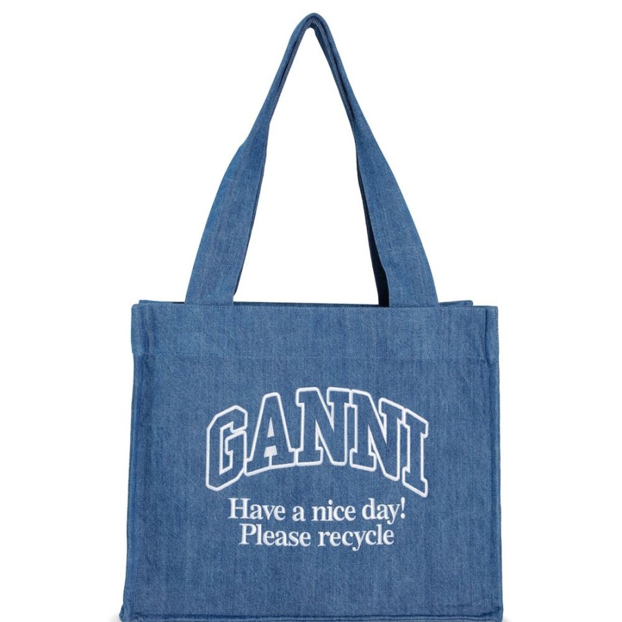 Accessories Ganni | Denim Large Canvas Tote-Taske (Denim)