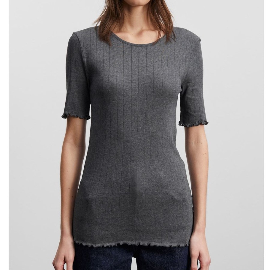 Beklaedning Skall Studio | Edie Tee (Dark Grey Melange)