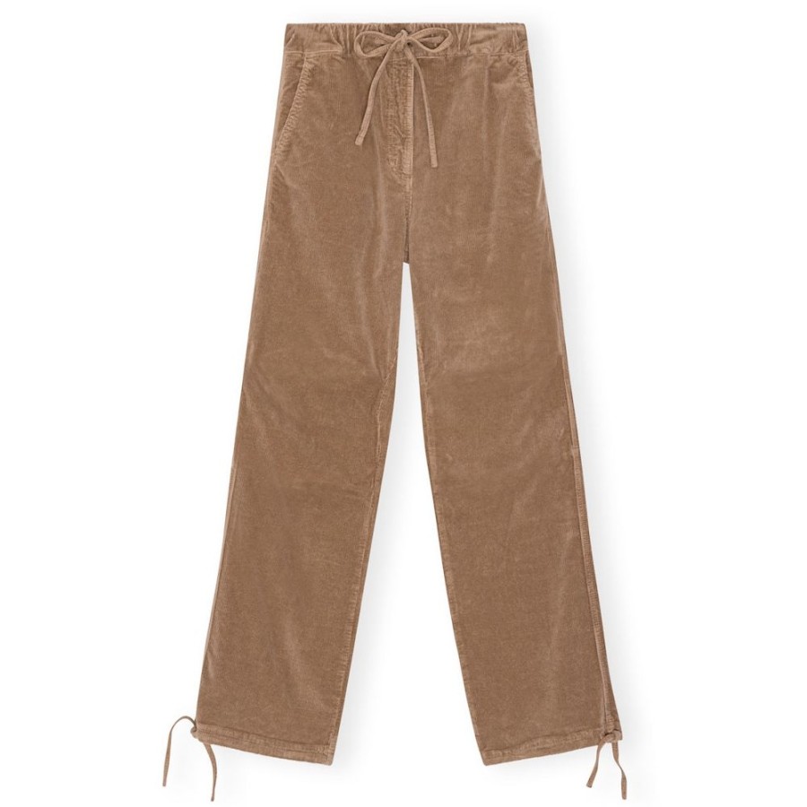 Beklaedning Ganni | Washed Corduroy Bukser (Fallen Rock)