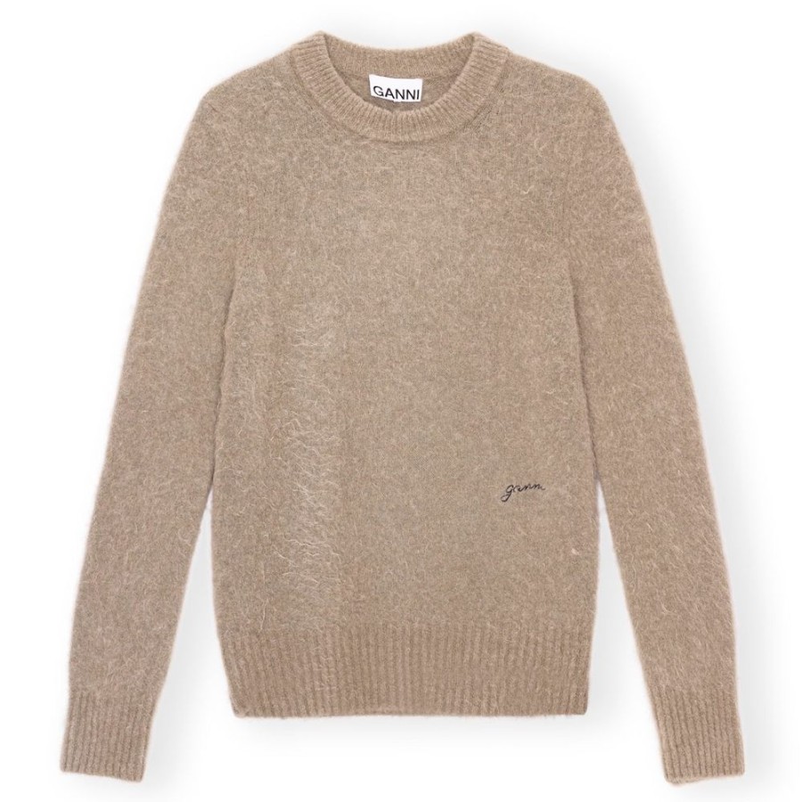 Beklaedning Ganni | Brushed Alpaca Strik (Fallen Rock)