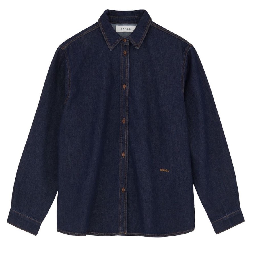 Beklaedning Skall Studio | Millington Skjorte (Indigo Blue Denim)