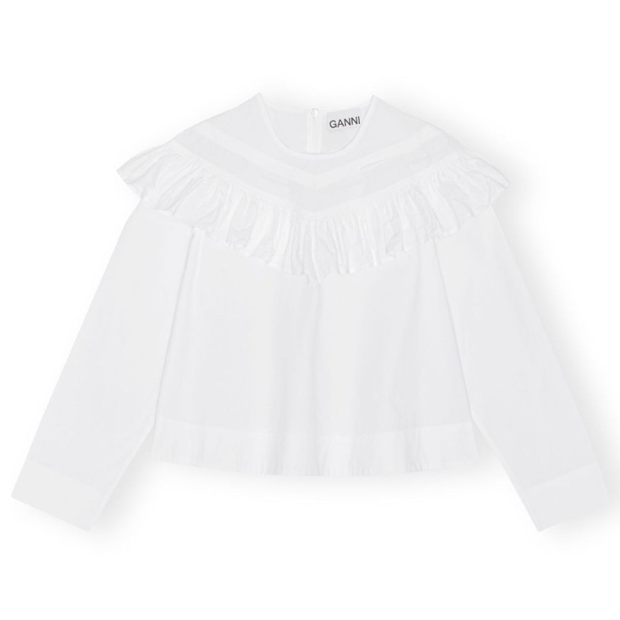 Beklaedning Ganni | Cotton Poplin Bluse (Bright White)