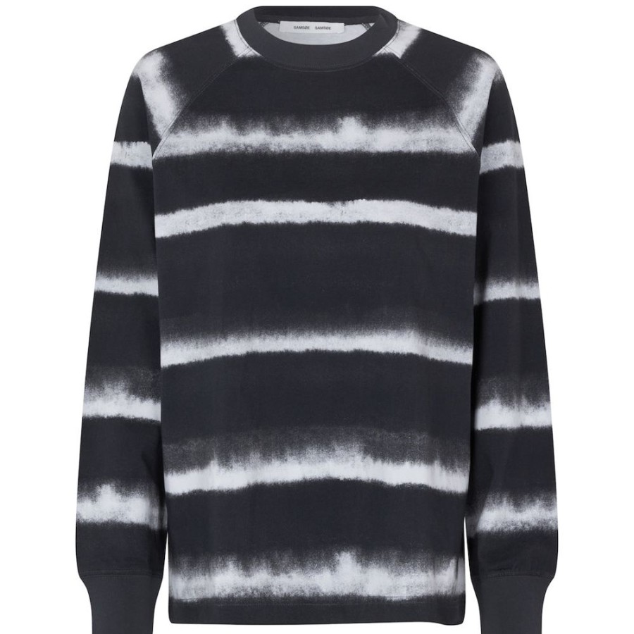 Beklaedning Samsøe u0026 Samsøe | Dianne T-Shirt Ls (Striped Ombre Inkwell)