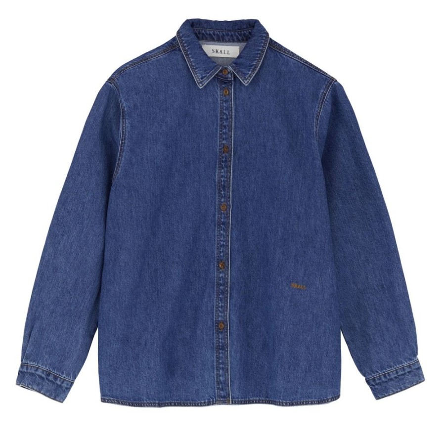 Beklaedning Skall Studio | Millington Skjorte (Mid Blue Denim)