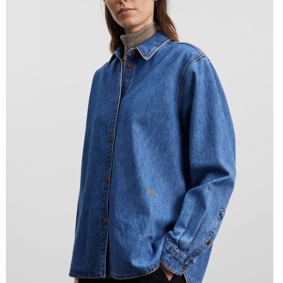 Beklaedning Skall Studio | Millington Skjorte (Mid Blue Denim)