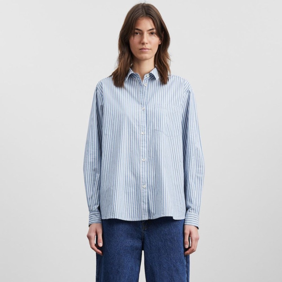 Beklaedning Skall Studio | May Skjorte (Blue Stripe)